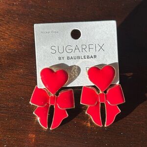 Heart with the bow red earring